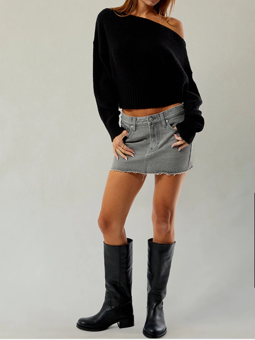 Zadig&Voltaire Juice Color light Gray/ blush Denim Frayed Hem Mini Skirt/36/ NWT